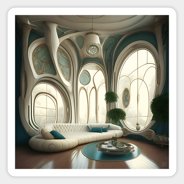 [AI Art] My future living room, Art Nouveau Style Magnet by Sissely